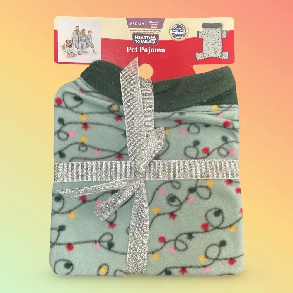 Heart to Tail Christmas Holiday Pet Dog Pajama Medium Green Fleece Beagle NWT
